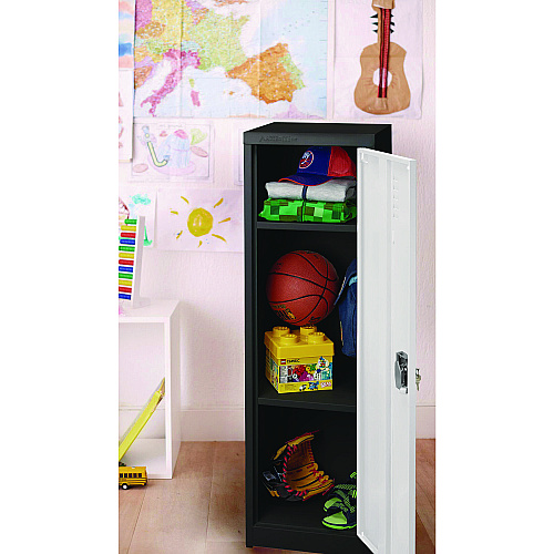 AdirOffice Steel Storage Locker, 1 Compartment, 15 x 15 x 48, Black Body/White Doors (I62901BW)