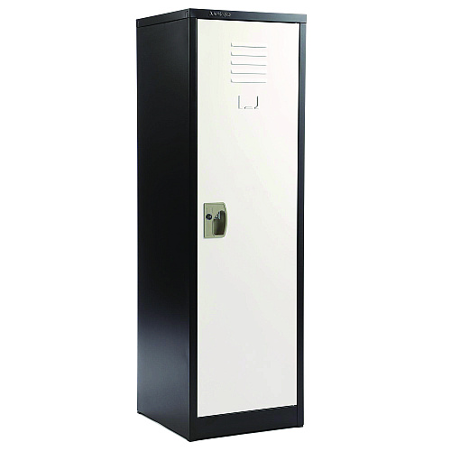 AdirOffice Steel Storage Locker, 1 Compartment, 15 x 15 x 48, Black Body/White Doors (I62901BW)