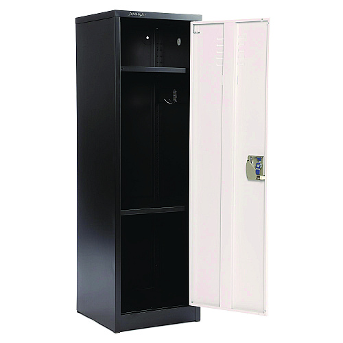 AdirOffice Steel Storage Locker, 1 Compartment, 15 x 15 x 48, Black Body/White Doors (I62901BW)