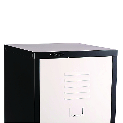 AdirOffice Steel Storage Locker, 1 Compartment, 15 x 15 x 48, Black Body/White Doors (I62901BW)