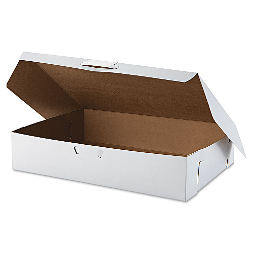 White One-piece Non-window Bakery Boxes, 1/2-sheet Cake Box, 19 X 14 X 4, White, Paper, 50/carton
