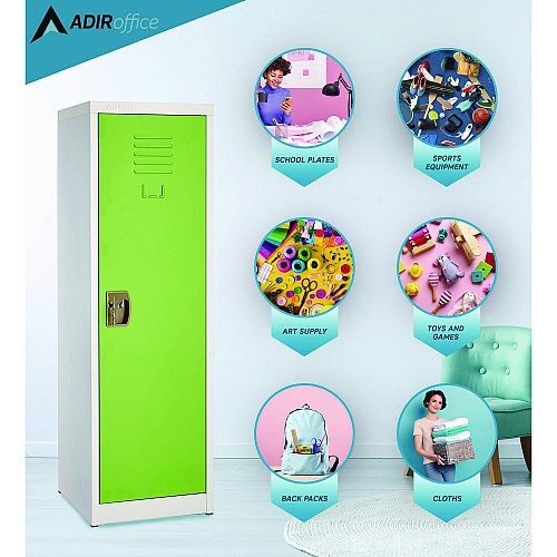 AdirOffice Steel Storage Locker, 1 Compartment, 15 x 15 x 48, Green (I62901GRN)