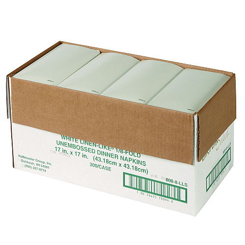 Hoffmaster Dinner Napkins, 17 x 17, White, 1/8 Fold, 300/Carton (120072)
