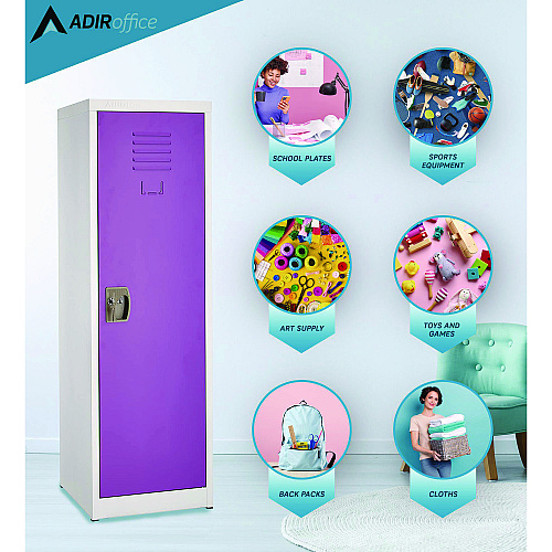 AdirOffice Steel Storage Locker, 1 Compartment, 15 x 15 x 48, Purple (I62901PUR)