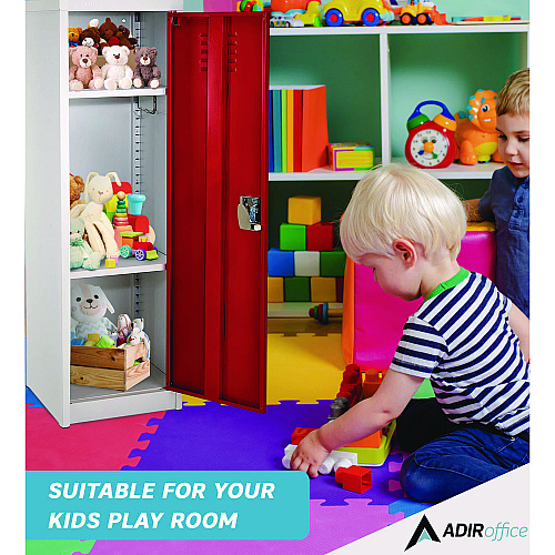 AdirOffice Steel Storage Locker, 1 Compartment, 15 x 15 x 48, Red (I62901RED)