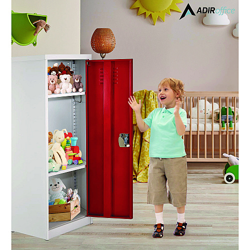 AdirOffice Steel Storage Locker, 1 Compartment, 15 x 15 x 48, Red (I62901RED)