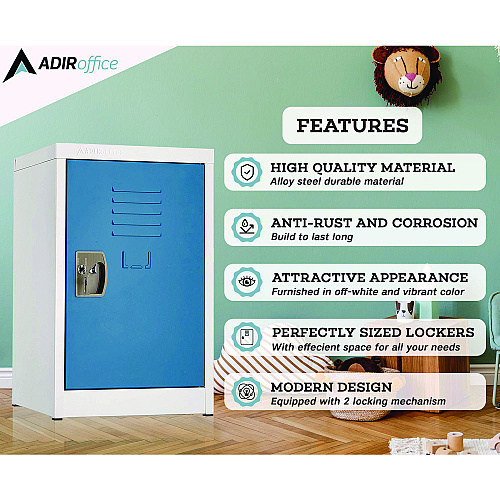 AdirOffice Steel Storage Locker, 1 Compartment, 15 x 15 x 24, Blue (I62902BLU)
