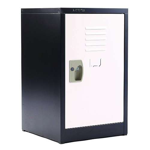 AdirOffice Steel Storage Locker, 1 Compartment, 15 x 15 x 24, Black Body/White Doors (I62902BW)