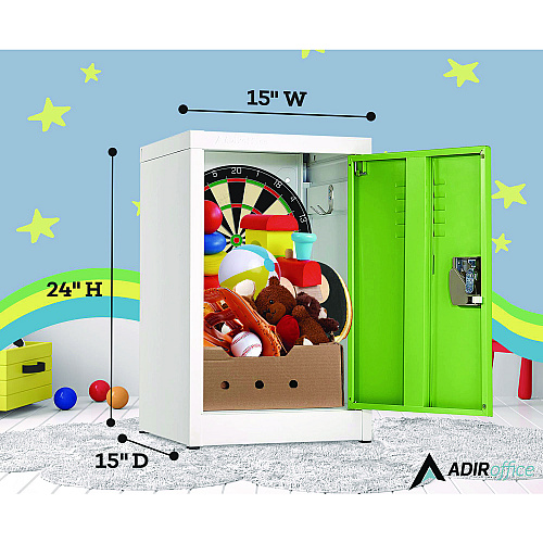 AdirOffice Steel Storage Locker, 1 Compartment, 15 x 15 x 24, Green (I62902GRN)