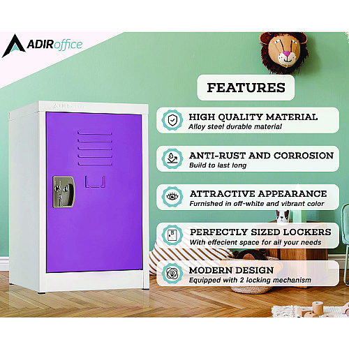 AdirOffice Steel Storage Locker, 1 Compartment, 15 x 15 x 24, Purple (I62902PUR)