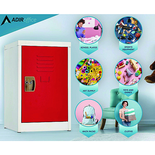 AdirOffice Steel Storage Locker, 1 Compartment, 15 x 15 x 24, Red (I62902RED)