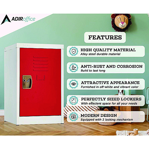 AdirOffice Steel Storage Locker, 1 Compartment, 15 x 15 x 24, Red (I62902RED)