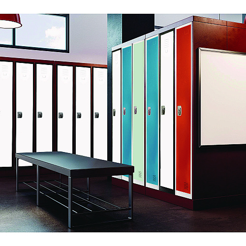 AdirOffice Steel Storage Locker, 1 Compartment, 12 x 12 x 72, Black Body/White Doors (I629201BW)