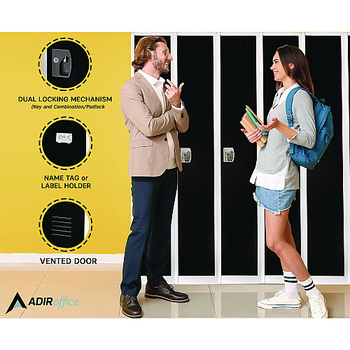 AdirOffice Steel Storage Locker, 1 Compartment, 12 x 12 x 72, Black (I629201BLK)