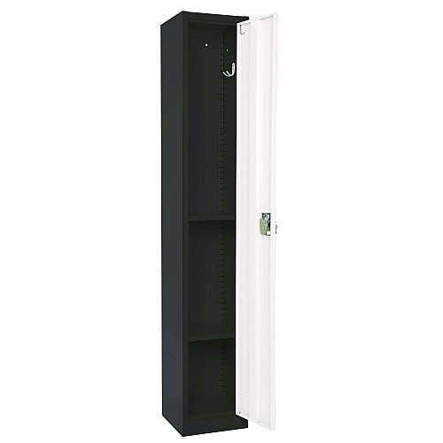 AdirOffice Steel Storage Locker, 1 Compartment, 12 x 12 x 72, Black Body/White Doors (I629201BW)
