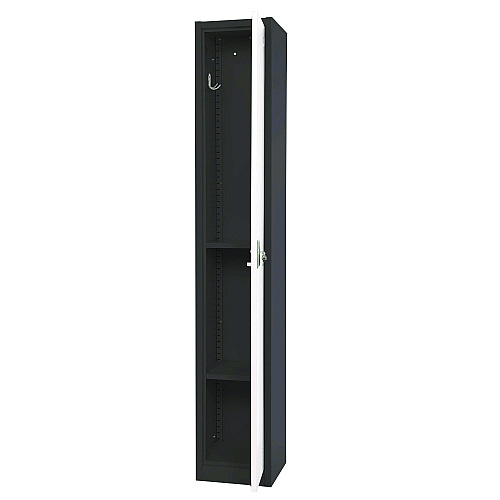 AdirOffice Steel Storage Locker, 1 Compartment, 12 x 12 x 72, Black Body/White Doors (I629201BW)