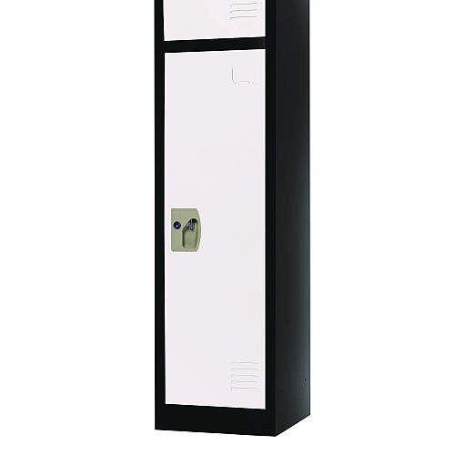 AdirOffice Steel Storage Locker, 1 Compartment, 12 x 12 x 72, Black Body/White Doors (I629201BW)