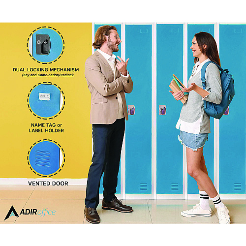 AdirOffice Steel Storage Locker, 1 Compartment, 12 x 12 x 72, Blue (I629201BLU)