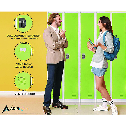 AdirOffice Steel Storage Locker, 1 Compartment, 12 x 12 x 72, Green (I629201GRN)