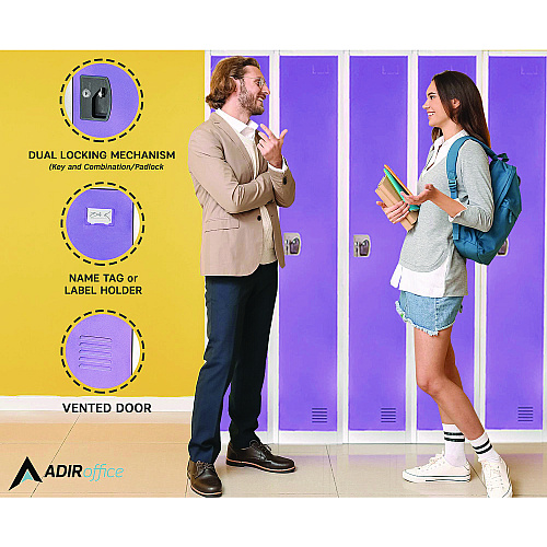 AdirOffice Steel Storage Locker, 1 Compartment, 12 x 12 x 72, Purple (I629201PUR)