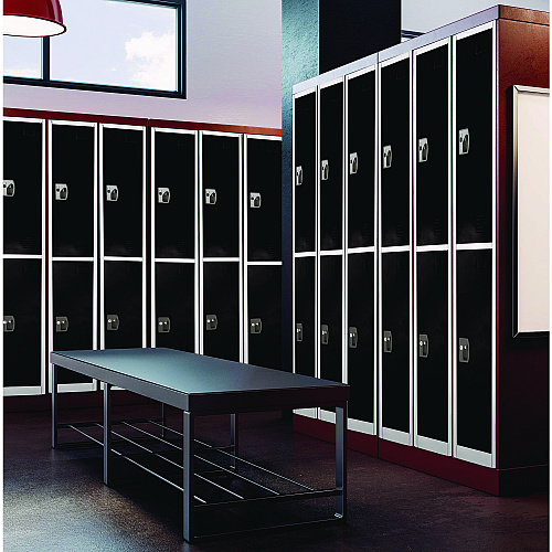 AdirOffice Steel Storage Locker, 2 Compartment, 12 x 12 x 72, Black (I629202BLK)