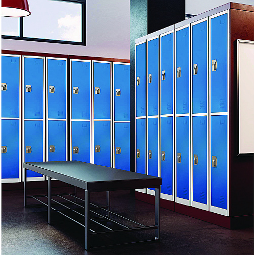 AdirOffice Steel Storage Locker, 2 Compartment, 12 x 12 x 72, Blue (I629202BLU)