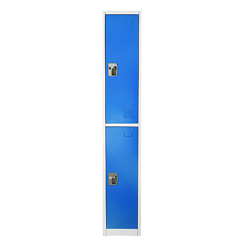 AdirOffice Steel Storage Locker, 2 Compartment, 12 x 12 x 72, Blue (I629202BLU)