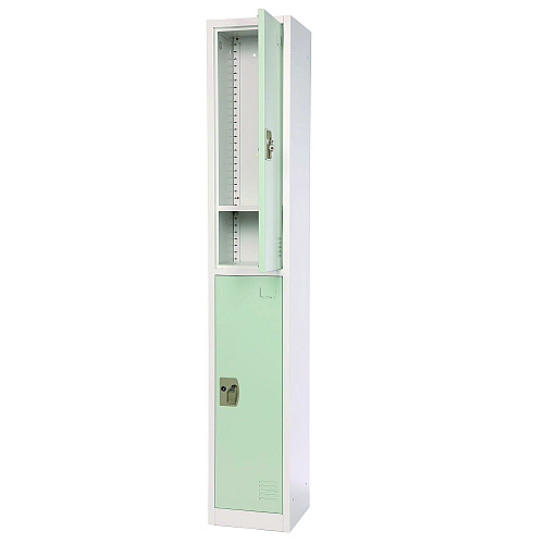 AdirOffice Steel Storage Locker, 2 Compartment, 12 x 12 x 72, Misty Green (I629202MGRN)