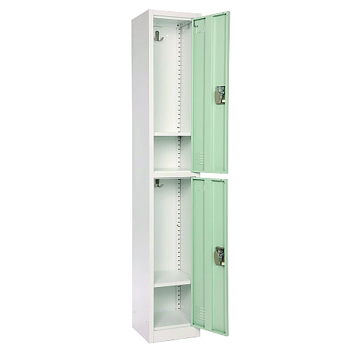 AdirOffice Steel Storage Locker, 2 Compartment, 12 x 12 x 72, Misty Green (I629202MGRN)