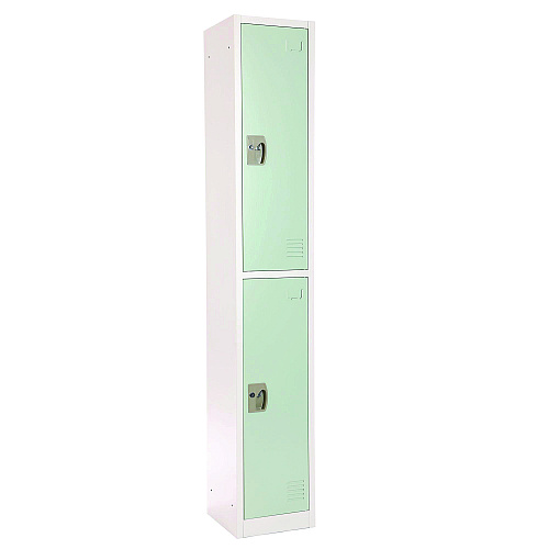 AdirOffice Steel Storage Locker, 2 Compartment, 12 x 12 x 72, Misty Green (I629202MGRN)