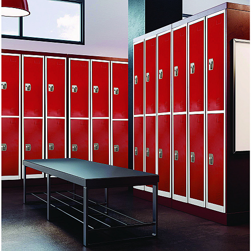 AdirOffice Steel Storage Locker, 2 Compartment, 12 x 12 x 72, Red (I629202RED)