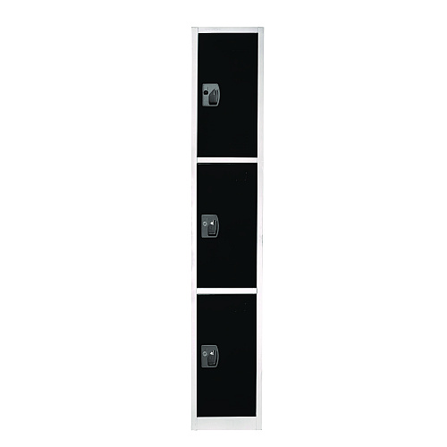 AdirOffice Steel Storage Locker, 3 Compartment, 12 x 12 x 72, Black (I629203BLK)