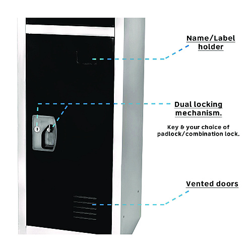 AdirOffice Steel Storage Locker, 3 Compartment, 12 x 12 x 72, Black (I629203BLK)