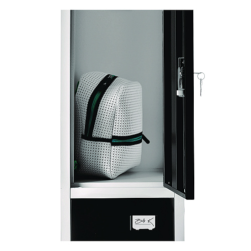 AdirOffice Steel Storage Locker, 3 Compartment, 12 x 12 x 72, Black (I629203BLK)