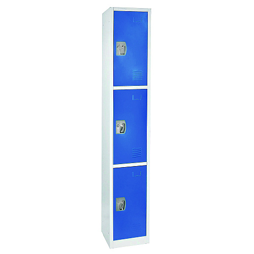 AdirOffice Steel Storage Locker, 3 Compartment, 12 x 12 x 72, Blue (I629203BLU)