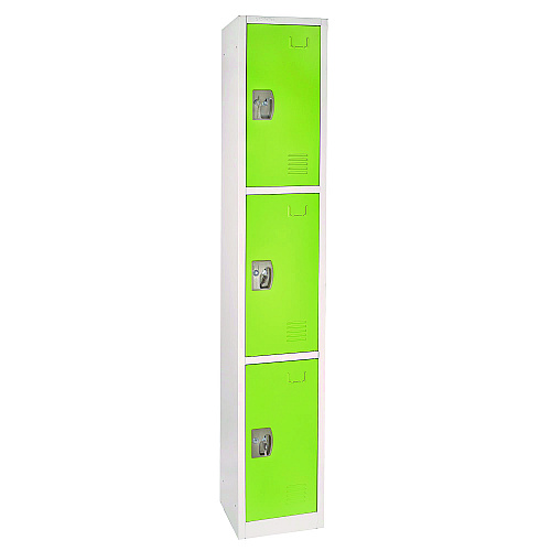 AdirOffice Steel Storage Locker, 3 Compartment, 12 x 12 x 72, Green (I629203GRN)