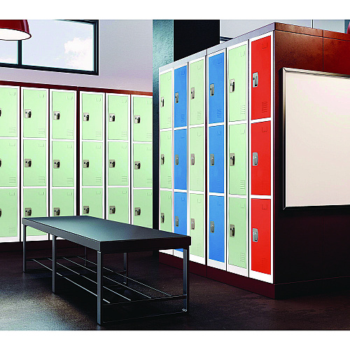 AdirOffice Steel Storage Locker, 3 Compartment, 12 x 12 x 72, Misty Green (I629203MGRN)