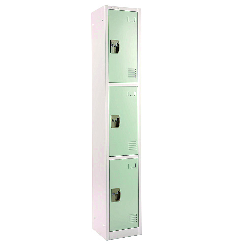 AdirOffice Steel Storage Locker, 3 Compartment, 12 x 12 x 72, Misty Green (I629203MGRN)