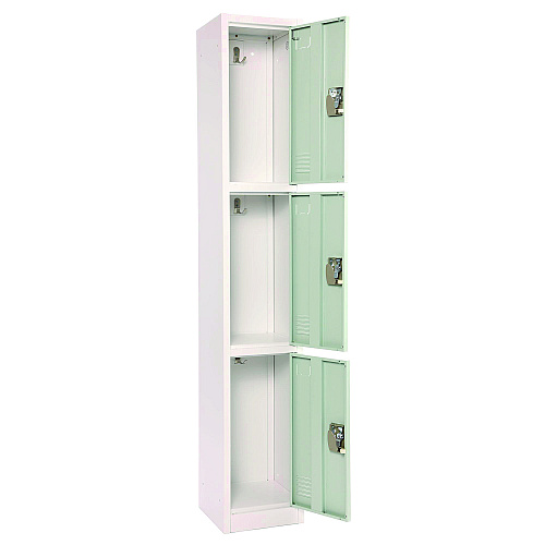 AdirOffice Steel Storage Locker, 3 Compartment, 12 x 12 x 72, Misty Green (I629203MGRN)