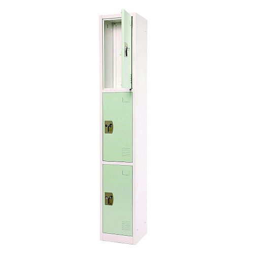 AdirOffice Steel Storage Locker, 3 Compartment, 12 x 12 x 72, Misty Green (I629203MGRN)