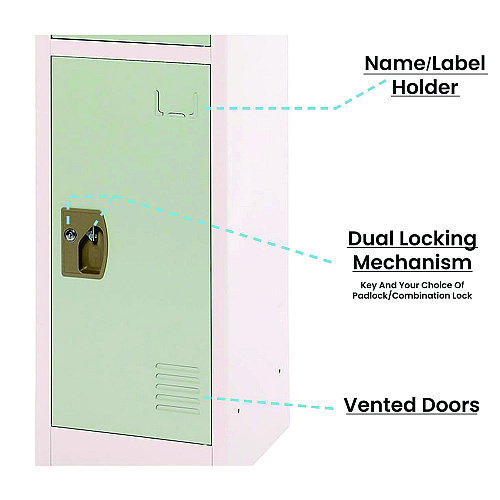 AdirOffice Steel Storage Locker, 3 Compartment, 12 x 12 x 72, Misty Green (I629203MGRN)