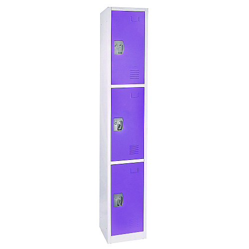 AdirOffice Steel Storage Locker, 3 Compartment, 12 x 12 x 72, Purple (I629203PUR)