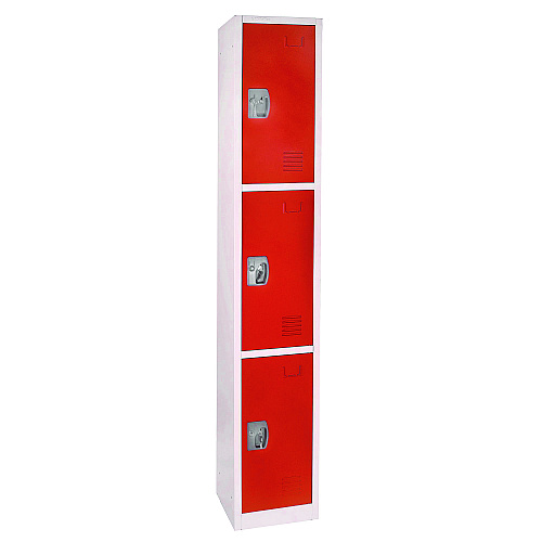 AdirOffice Steel Storage Locker, 3 Compartment, 12 x 12 x 72, Red (I629203RED)