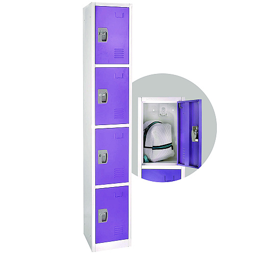 AdirOffice Steel Storage Locker, 4 Compartment, 12 x 12 x 72, Purple (I629204PUR)