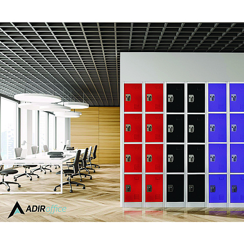 AdirOffice Steel Storage Locker, 4 Compartment, 12 x 12 x 72, Purple (I629204PUR)