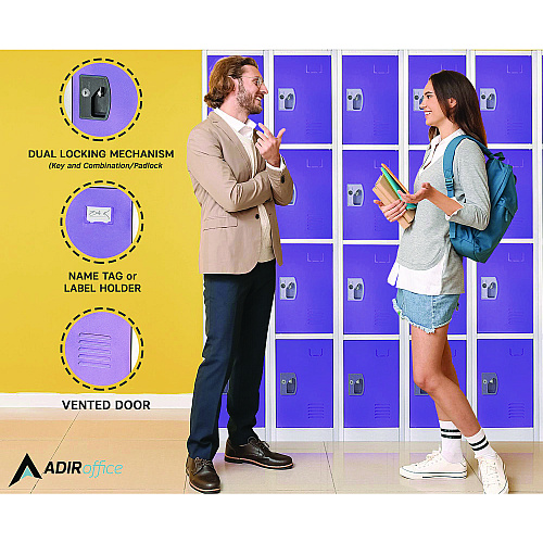 AdirOffice Steel Storage Locker, 4 Compartment, 12 x 12 x 72, Purple (I629204PUR)