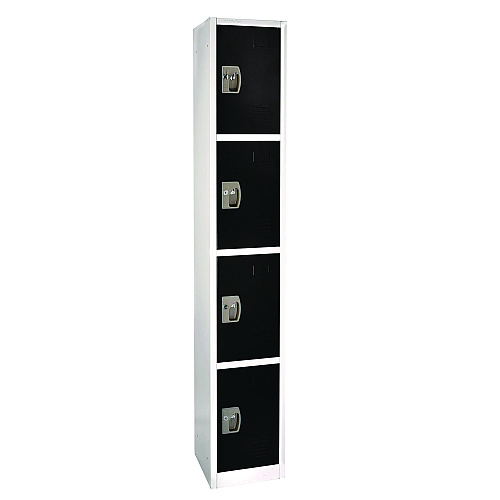 AdirOffice Steel Storage Locker, 4 Compartment, 12 x 12 x 72, Black (I629204BLK)