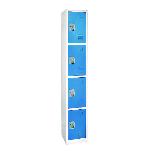 AdirOffice Steel Storage Locker, 4 Compartment, 12 x 12 x 72, Blue (I629204BLU)