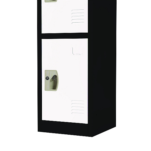AdirOffice Steel Storage Locker, 4 Compartment, 12 x 12 x 72, Black Body/White Doors (I629204BW)