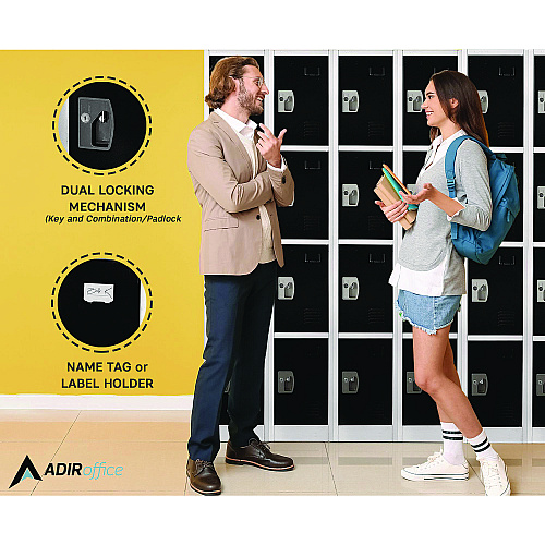AdirOffice Steel Storage Locker, 6 Compartment, 12 x 12 x 72, Black (I629206BLK)